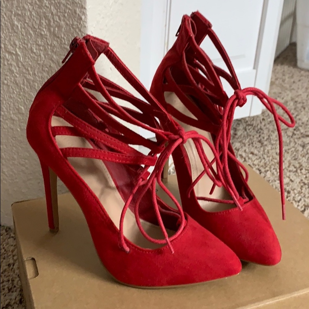 Charlotte Russe Red lace up heels